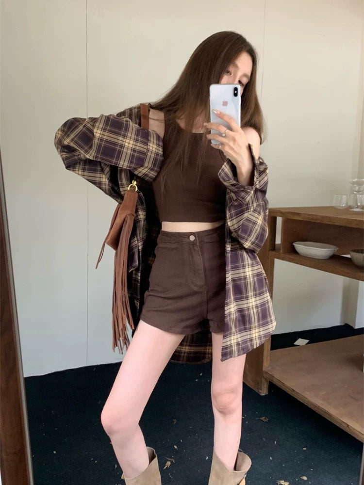 Vintage Plaid Long Sleeve Shirt – Relaxed Sun-Protective Overshirt