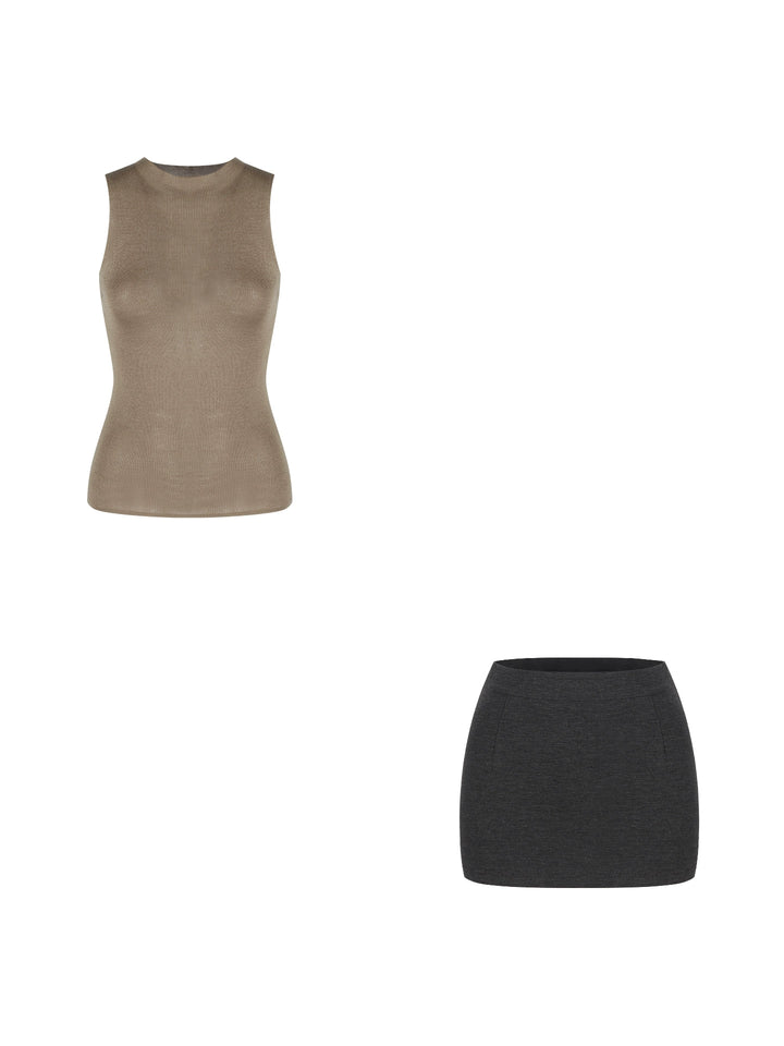 Black Sleeveless Mock Neck Slim Fit Tank Top – Summer Basic Essential (Available in 2 Colors)