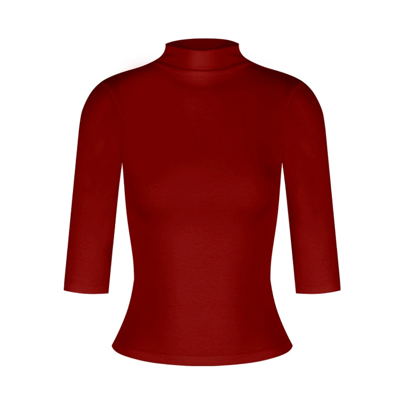 High-Neck Fitted Short Sleeve Top – Sexy Slim Korean Style (Available in 3 Colors)