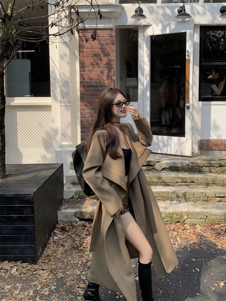Elegant Oversized Trench Coat – Long Lapel Windbreaker Cardigan (Available in 2 Colors)