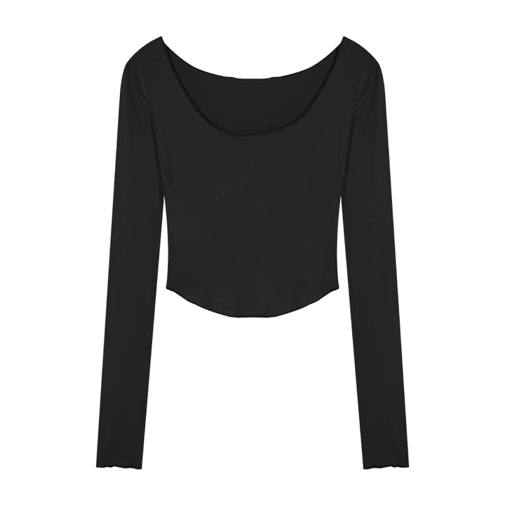 U-Neck Slim Fit Cropped Long Sleeve Top – Pure Desire Style (Available in 3 Colors)