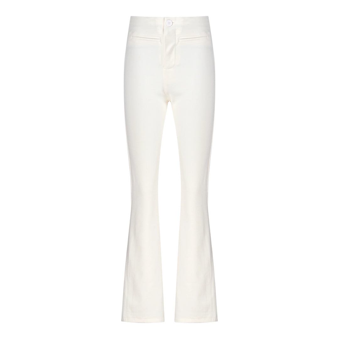 Black Flared Slim-Fit Trousers – High-Waist Stretch Dress Pants (Available in 2 Colors)