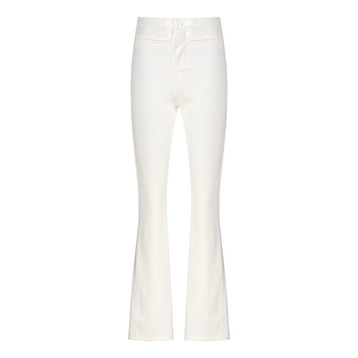 Black Flared Slim-Fit Trousers – High-Waist Stretch Dress Pants (Available in 2 Colors)