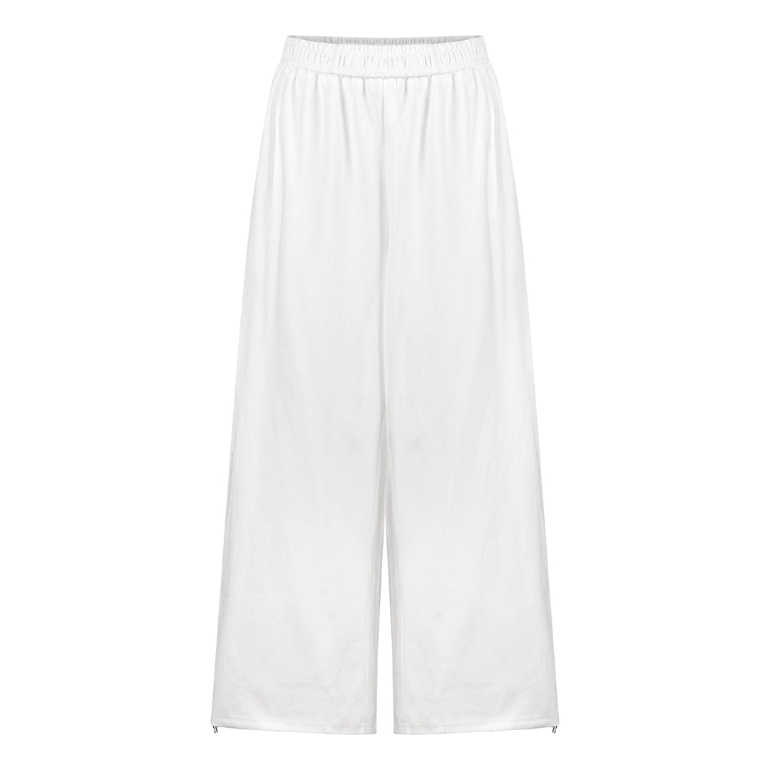 White Sequin Backless Tube Top & Wide-Leg Pants Set – Glamorous Two-Piece Outfit