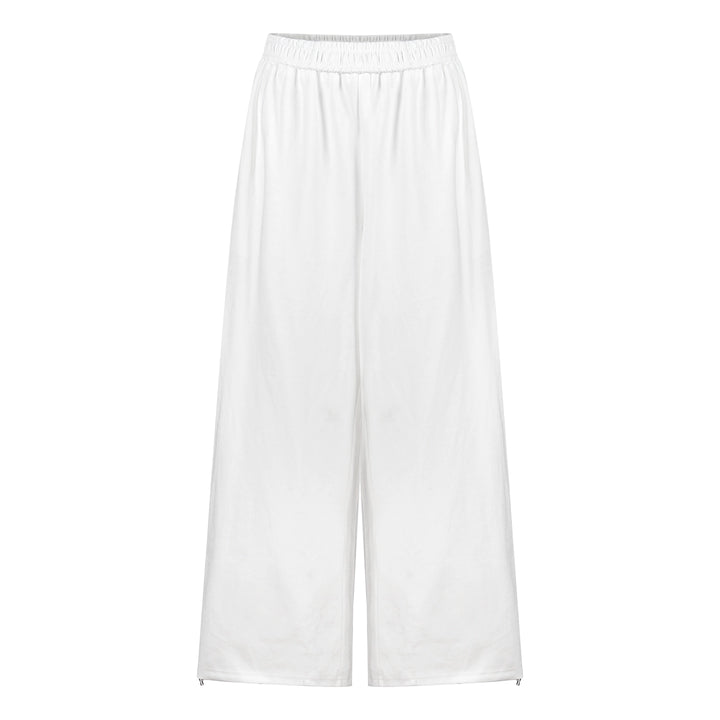 White Sequin Backless Tube Top & Wide-Leg Pants Set – Glamorous Two-Piece Outfit