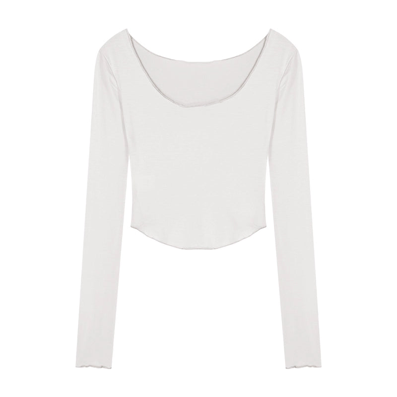 U-Neck Slim Fit Cropped Long Sleeve Top – Pure Desire Style (Available in 3 Colors)