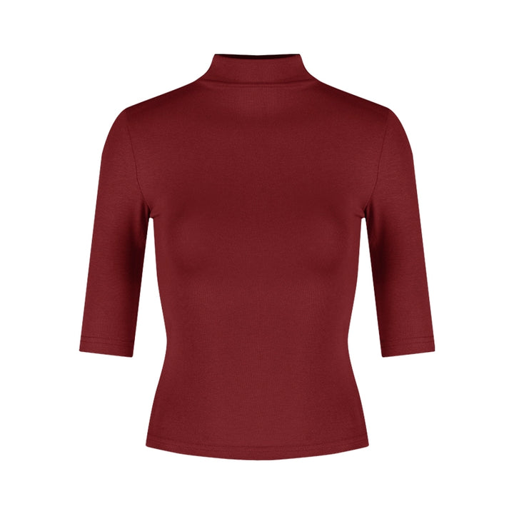 High-Neck Half-Sleeve Slim Fit Top – Elegant Korean Chic Style (Available in 4 Colors)