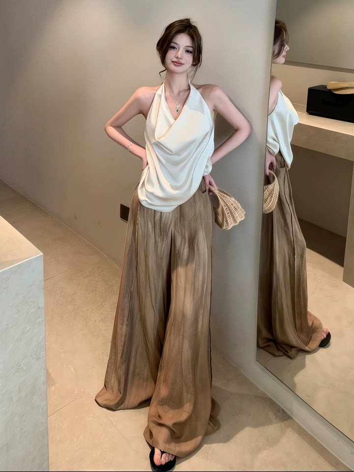 垂坠式围脖领挂脖背心——夏日露背风格，甜美纯粹