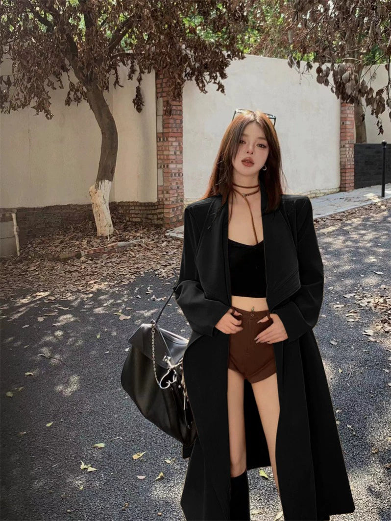 Elegant Oversized Trench Coat – Long Lapel Windbreaker Cardigan (Available in 2 Colors)