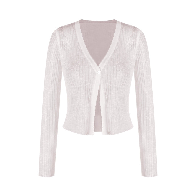 V-Neck Knit Cardigan – Lightweight Sheer Sun Protection Cover-Up (Available in 6 Colors)