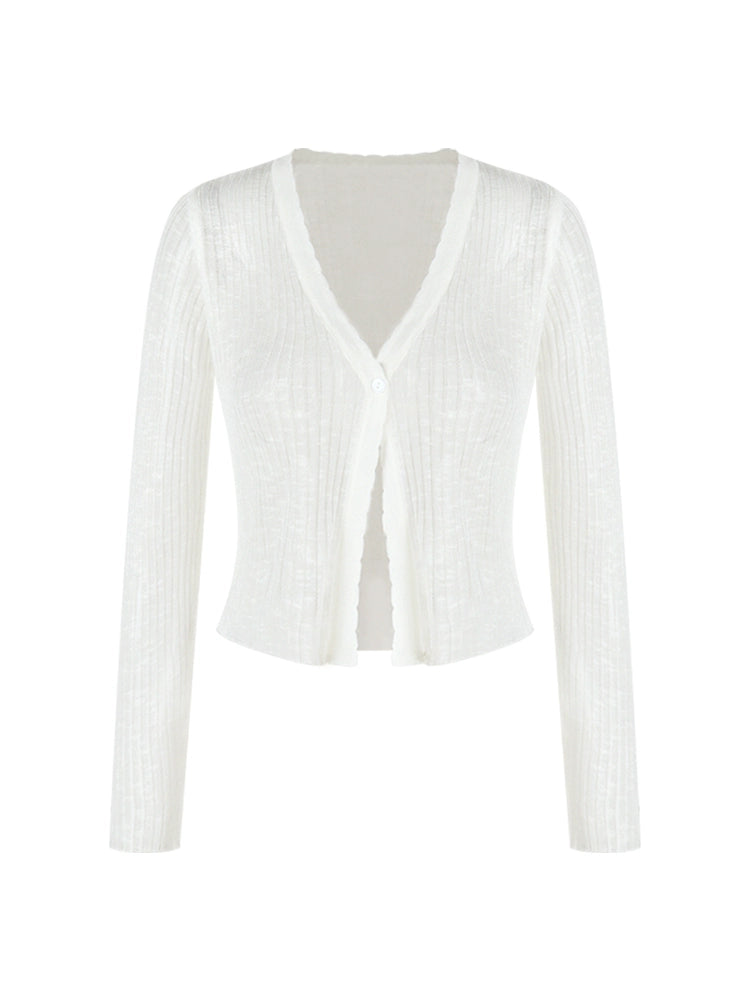 V-Neck Knit Cardigan – Lightweight Sheer Sun Protection Cover-Up (Available in 6 Colors)