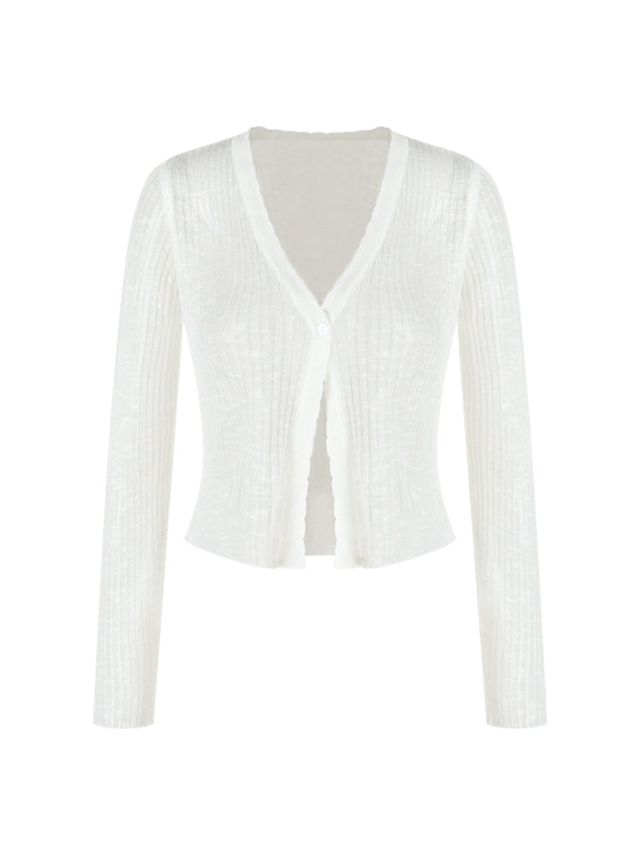 V-Neck Knit Cardigan – Lightweight Sheer Sun Protection Cover-Up (Available in 6 Colors)