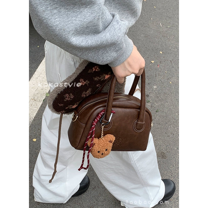 Korean Retro Bowling Handbag – Multi-Functional Shoulder & Crossbody Pillow Bag (Available in 4 Colors)