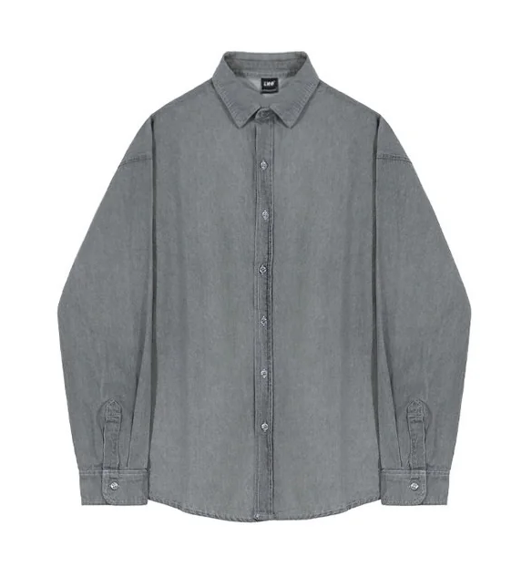 【洗練された色落ち】プレミアム・デニムオーバーシャツ（韓国ミニマル）