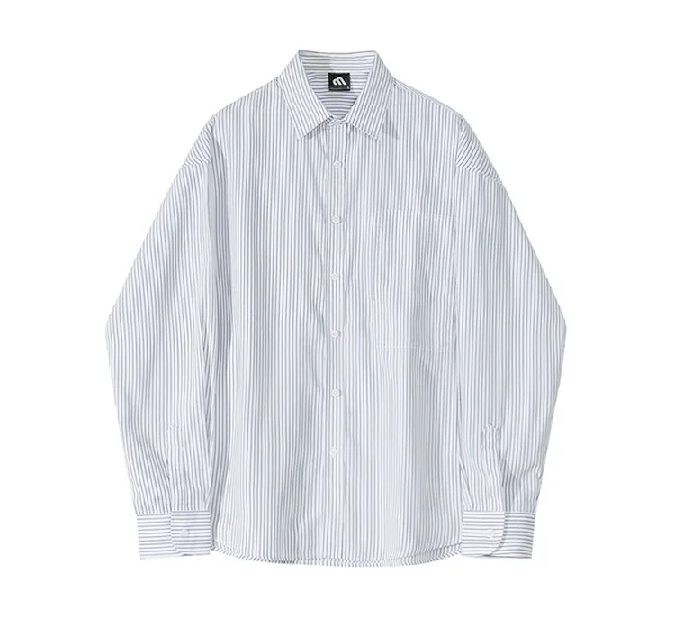 【静かなる品格】プレミアム・ストライプオーバーシャツ（韓国ミニマル）